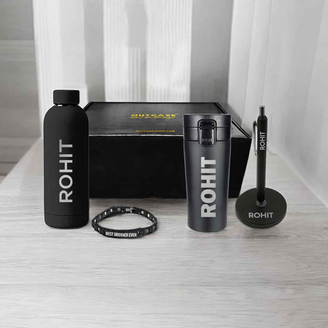 Rakhi Gift for Brother-Gift Set Box with Custom Bottle, Coffee Tumbler, Bracelet Rakhi & Magnetic Pen - Image 22