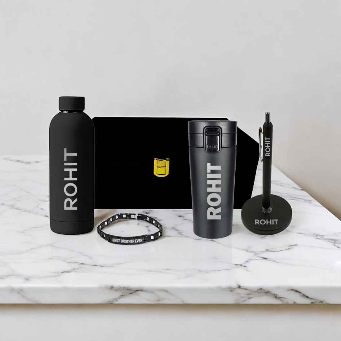 Rakhi Gift for Brother-Gift Set Box with Custom Bottle, Coffee Tumbler, Bracelet Rakhi & Magnetic Pen - Image 23