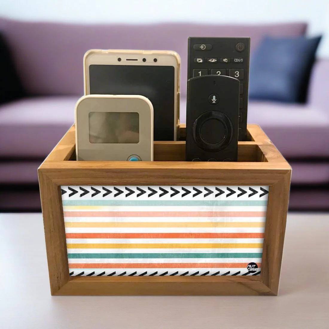Remote Control Stand Holder Organizer For TV / AC Remotes - Vintage Lines