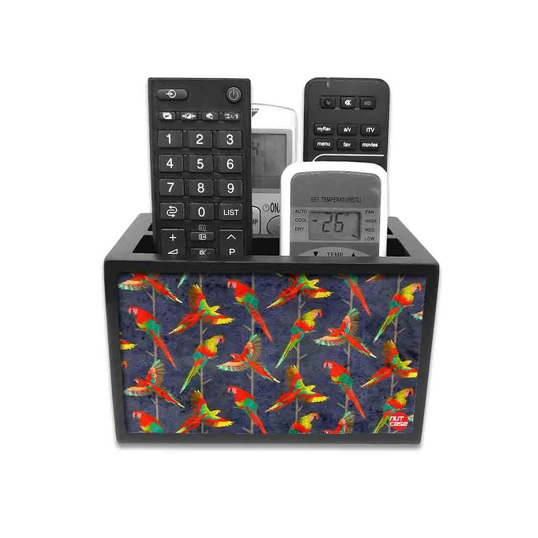 Remote Control Stand Holder Organizer For TV / AC Remotes - Colorful Parrots
