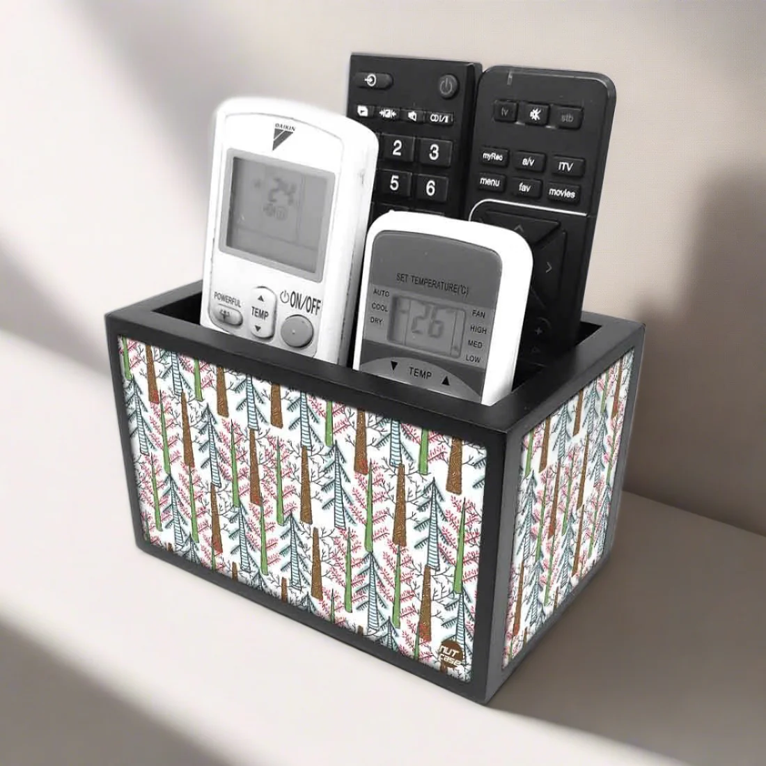 Wooden Tv Remote Control Holder for Home - Autumn Woods - Image 2