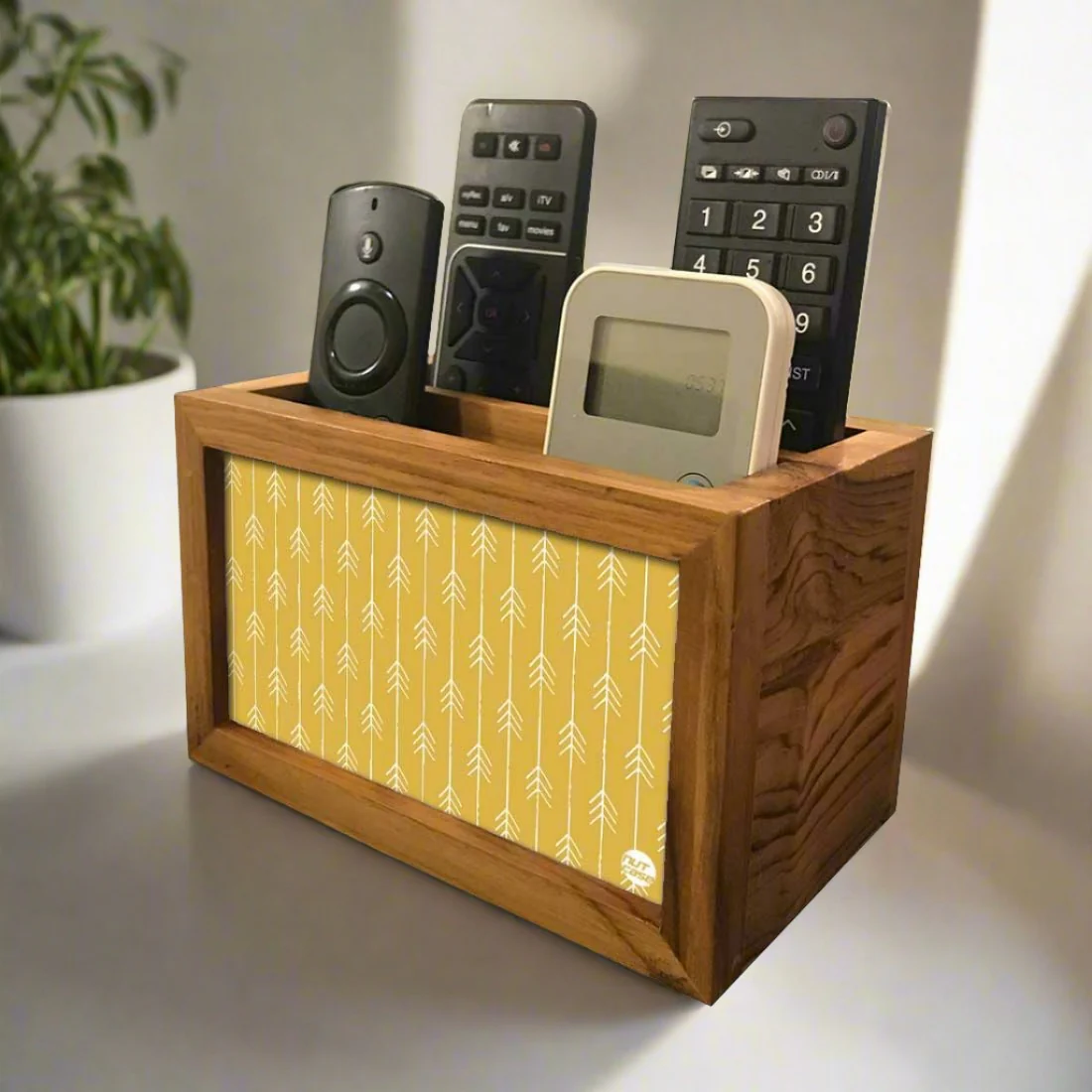 Classy Remote Control Holder - Arrow Ends - Yellow