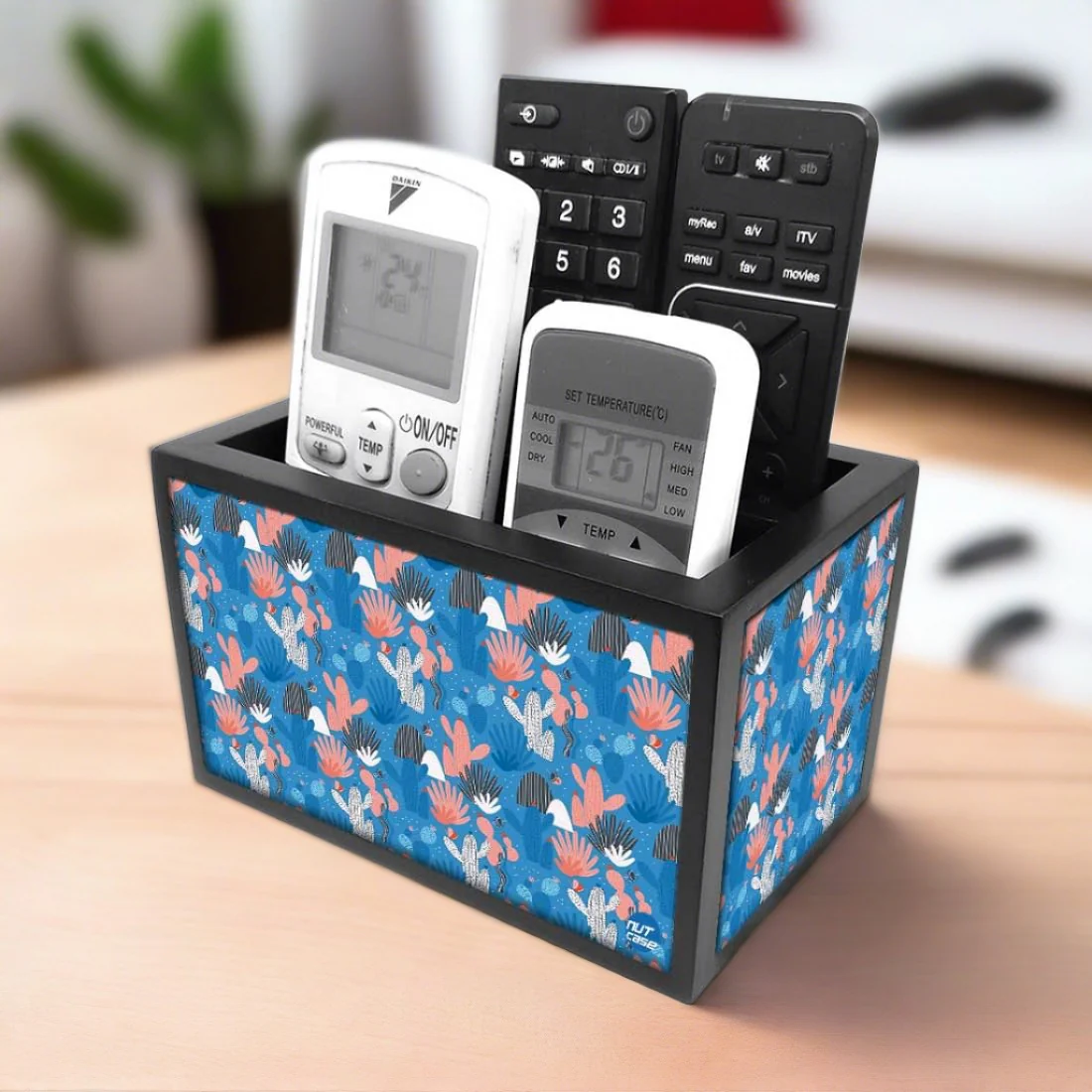 Organizer For TV AC Remotes -Pink Cactus Decor