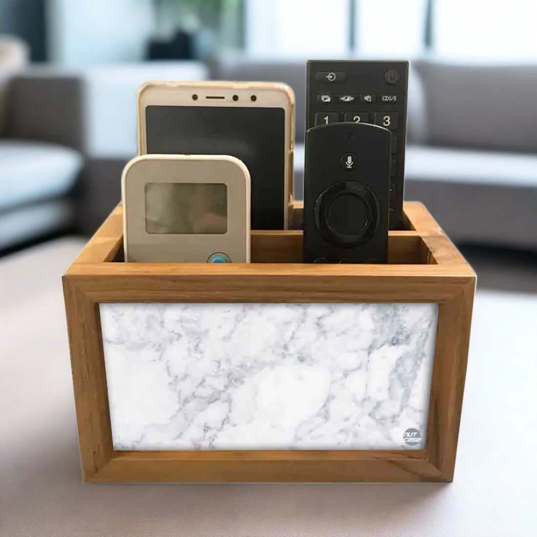 Designer Remote Holder Stand For TV / AC Remotes -  Marble White - Image 2