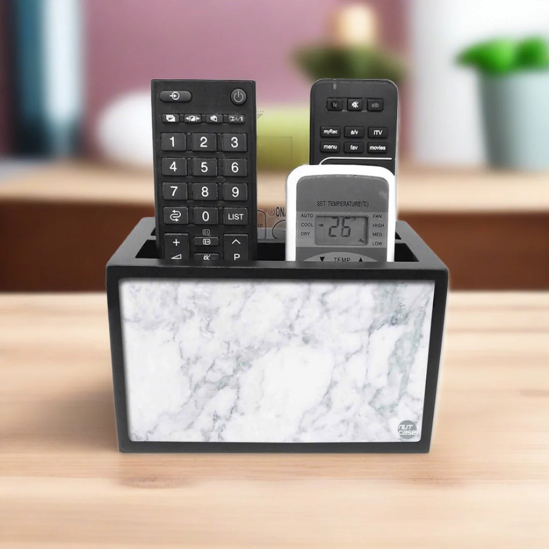 Designer Remote Holder Stand For TV / AC Remotes -  Marble White - Image 3