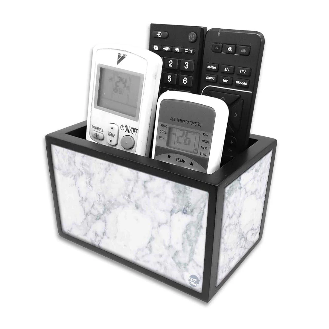 Designer Remote Holder Stand For TV / AC Remotes -  Marble White - Image 4