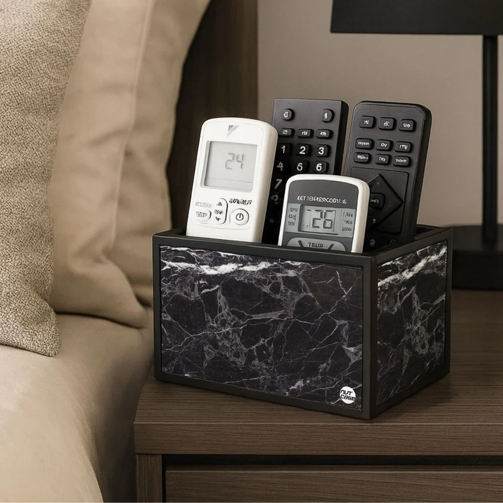 Black Remote Control Holder For TV / AC Remotes - Marble Black