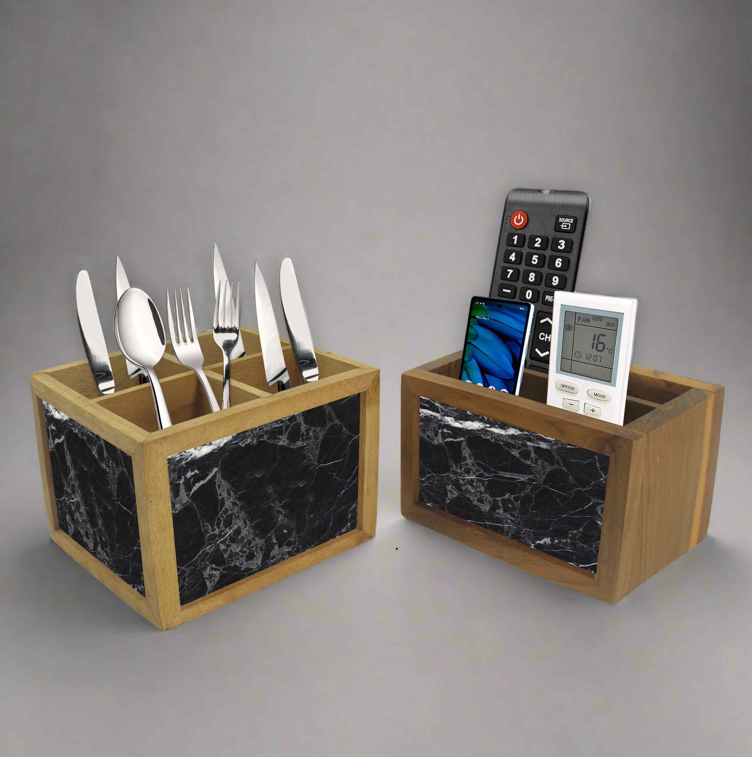 Black Remote Control Holder For TV / AC Remotes - Marble Black - Image 10