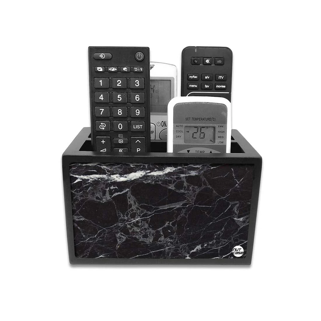 Black Remote Control Holder For TV / AC Remotes - Marble Black - Image 12