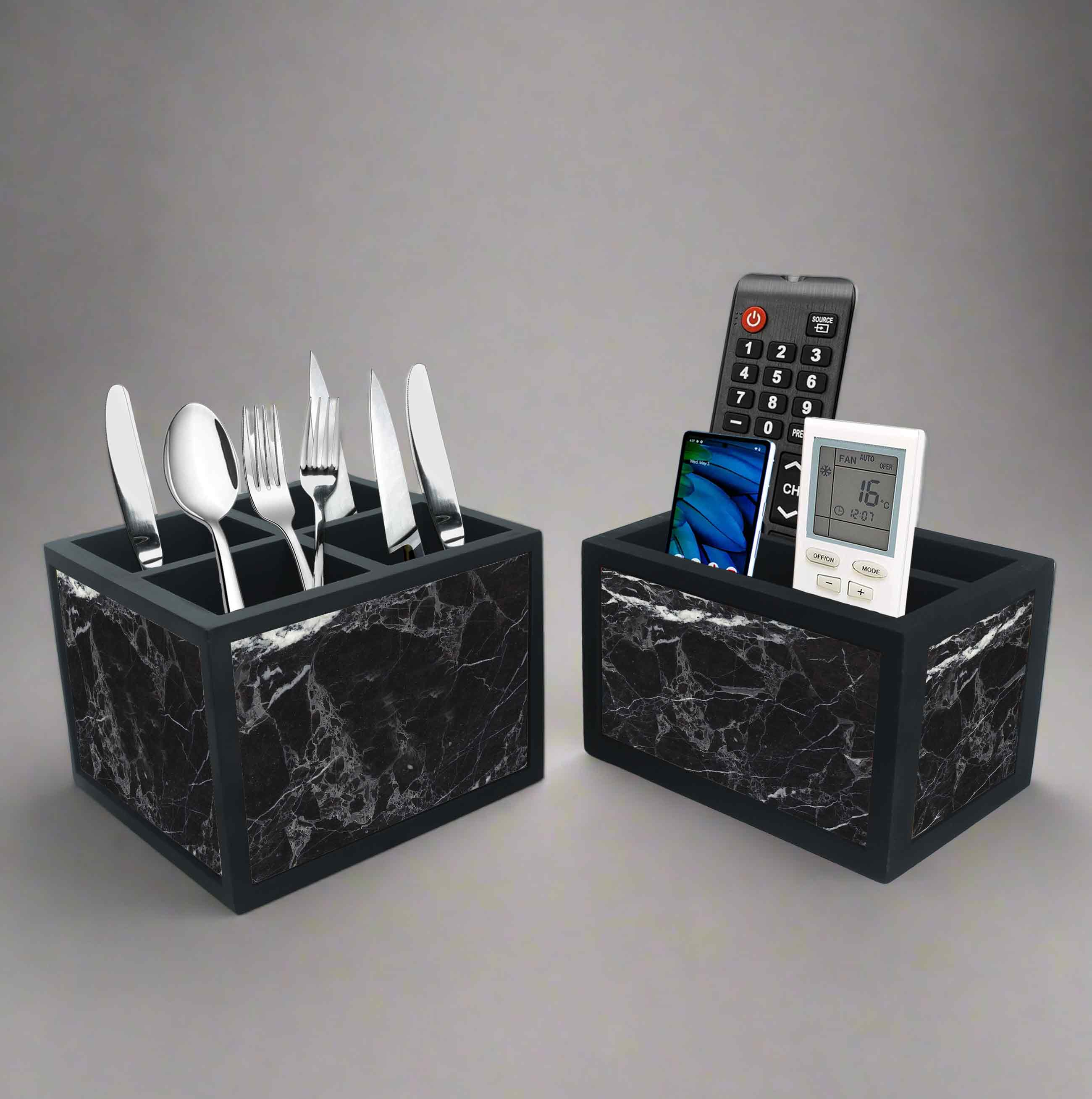 Black Remote Control Holder For TV / AC Remotes - Marble Black - Image 13