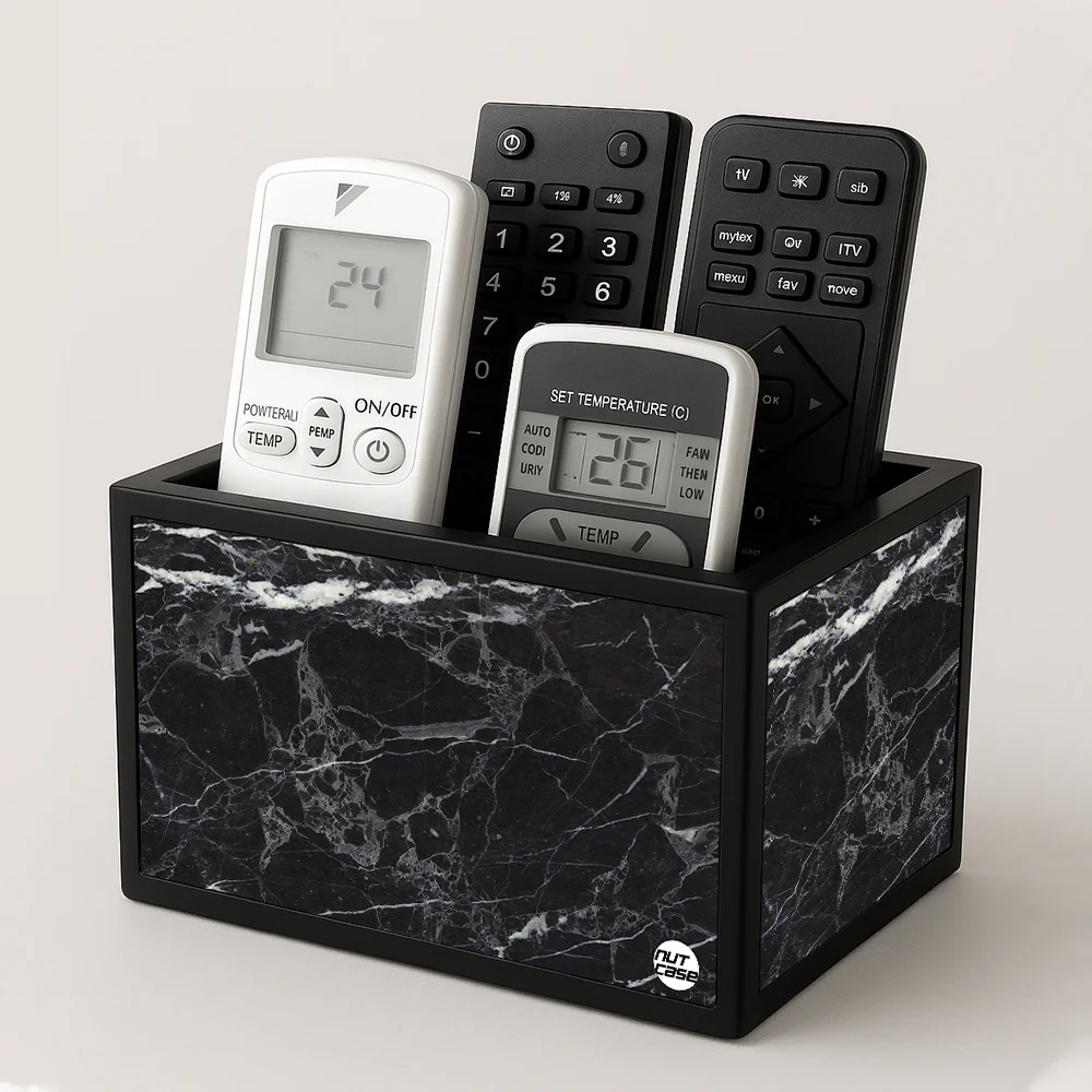 Black Remote Control Holder For TV / AC Remotes - Marble Black - Image 2