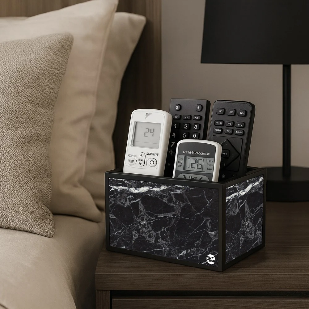 Black Remote Control Holder For TV / AC Remotes - Marble Black - Image 6