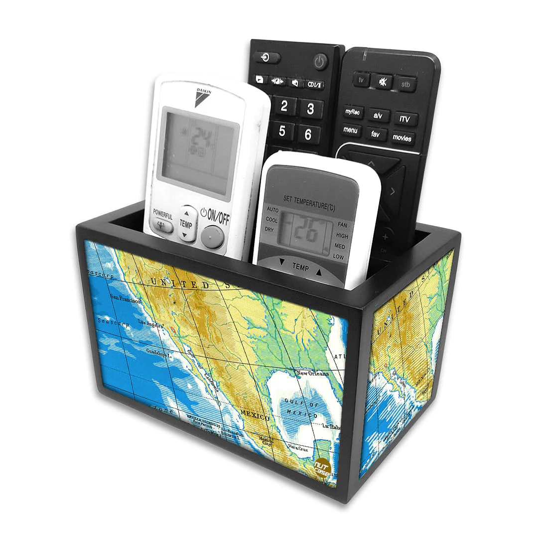 Remote Control Stand Holder Organizer For TV / AC Remotes - Atlas Map - Image 3