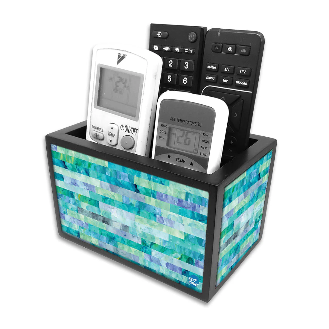 Remote Control Stand Holder Organizer For TV / AC Remotes - Marble Blue - Image 4
