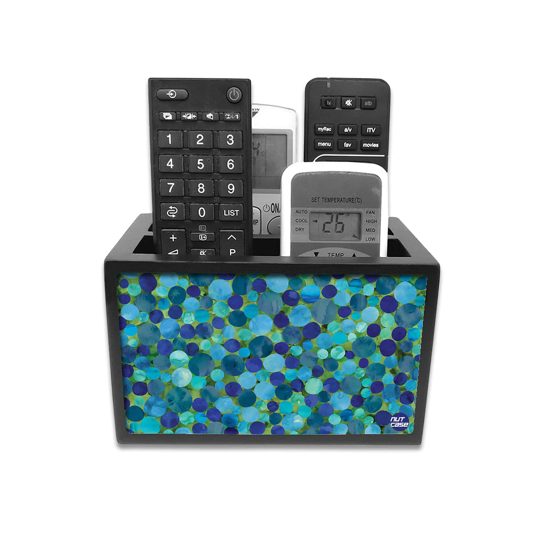 Remote Control Stand Holder Organizer For TV / AC Remotes -  Cool Prints Blue