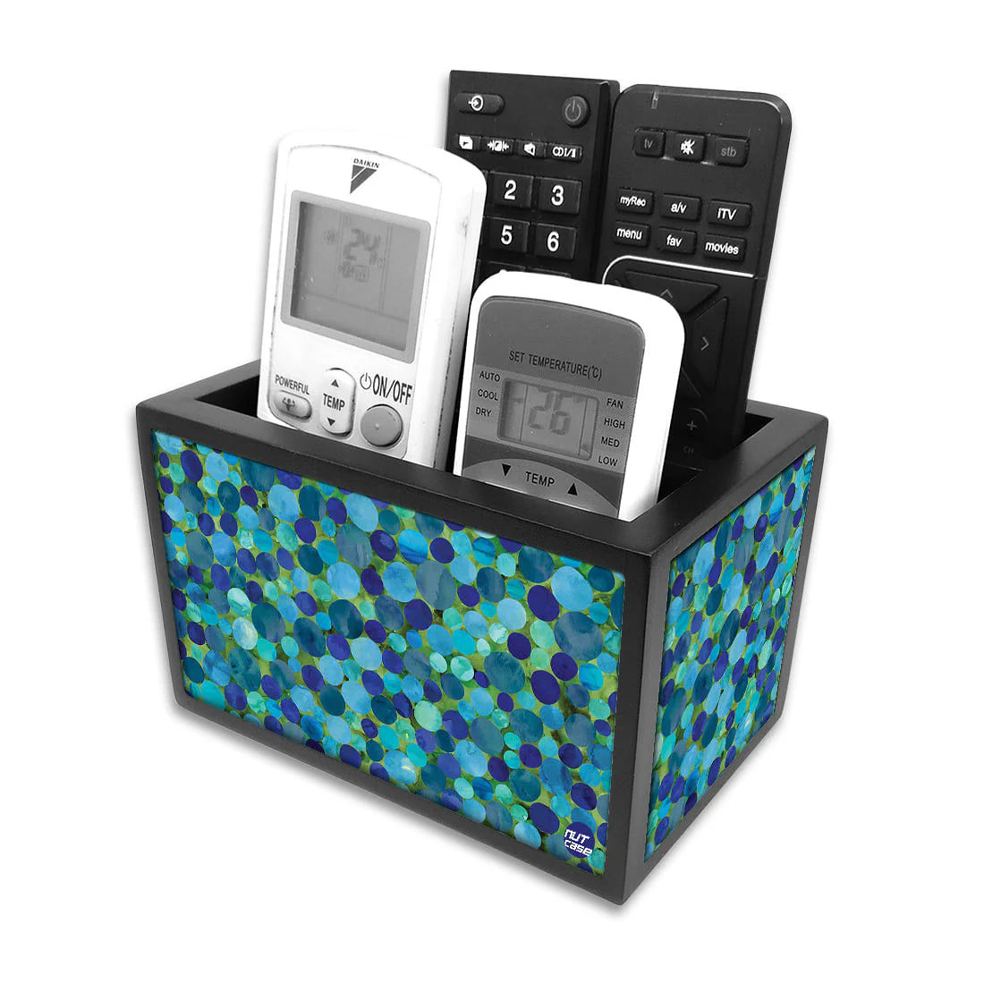 Remote Control Stand Holder Organizer For TV / AC Remotes -  Cool Prints Blue - Image 3