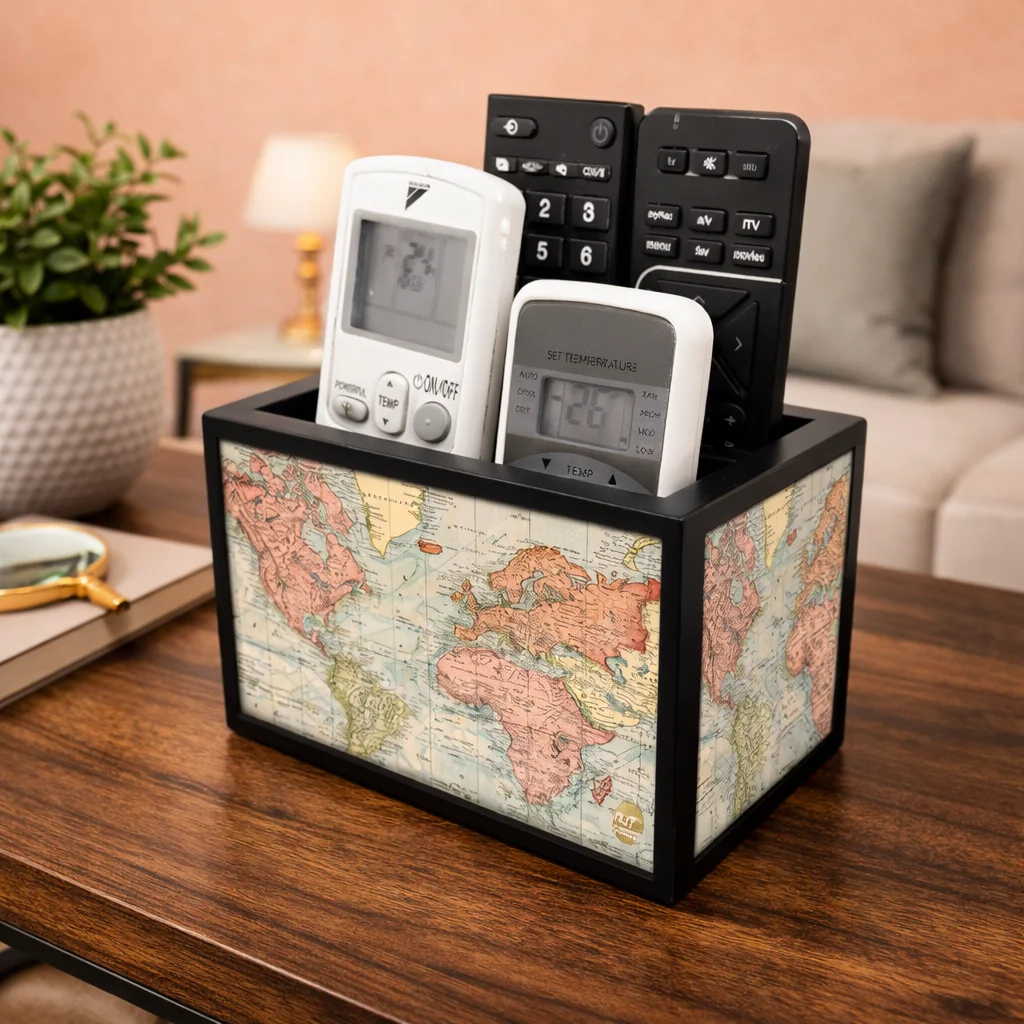 Organizer For TV AC Remotes - Vintage Travel Map - Image 2
