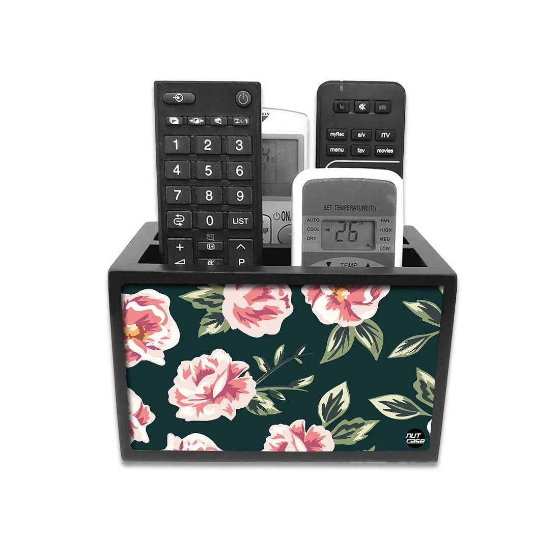 Floral Remote Control Stand For TV / AC Remotes - Vintage Pink Rose