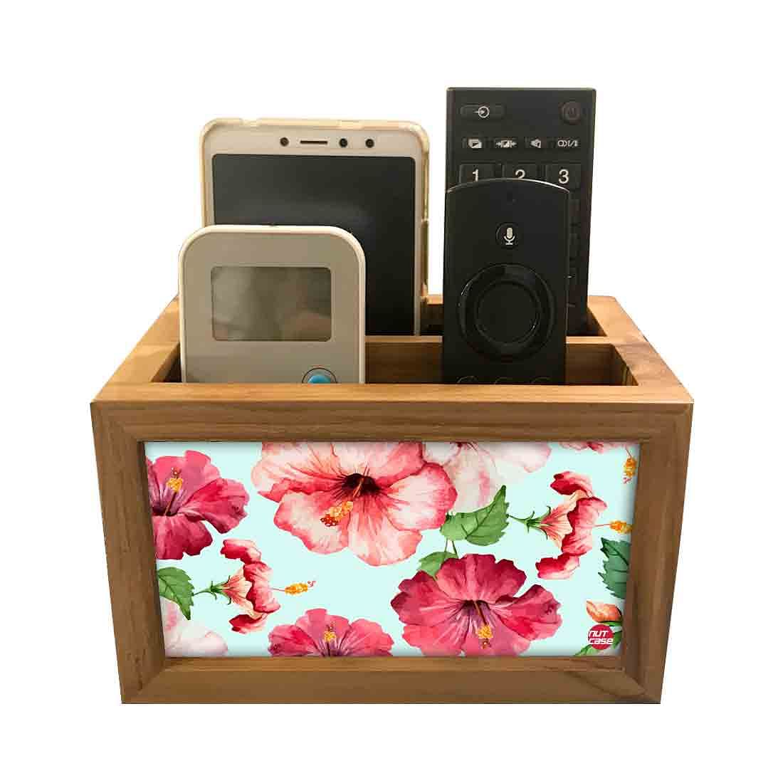 Floral Tv Remote Holder For TV / AC Remotes -  Hibiscus Flower With White Background - Image 3