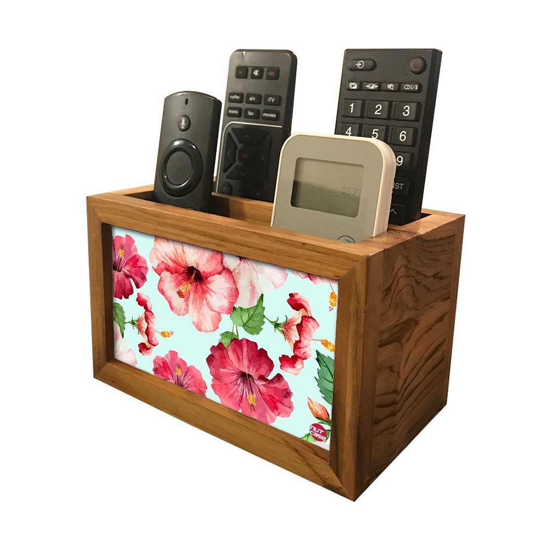 Floral Tv Remote Holder For TV / AC Remotes -  Hibiscus Flower With White Background - Image 5