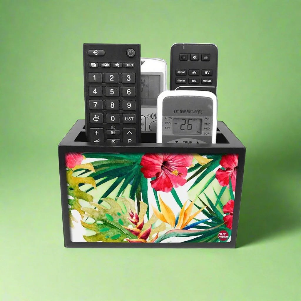 Floral Remote Control Stand For TV / AC Remotes - Hibiscus Leaves