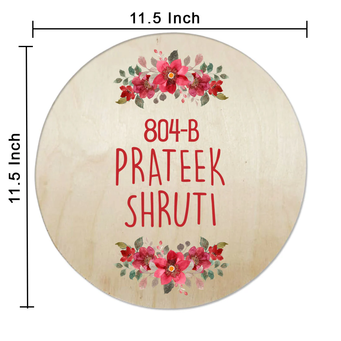Round Name Plate Red Floral Design Nameplate for Home - Available in Wood and Acrylic - Image 17