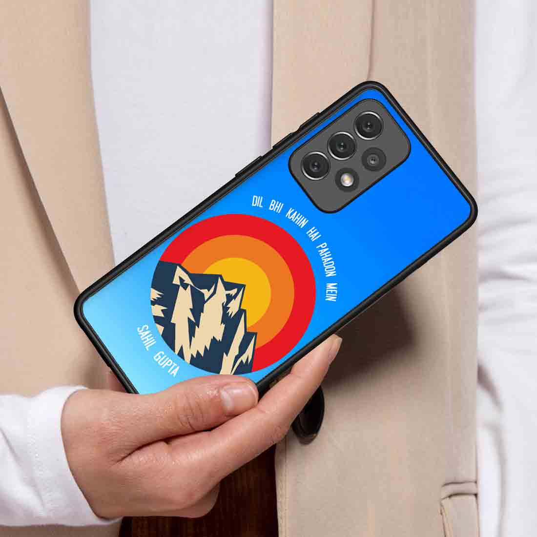 Samsung A72 Back Cover Personalized Samsung Phone Cases with Name- Adventure Mountains - Image 3