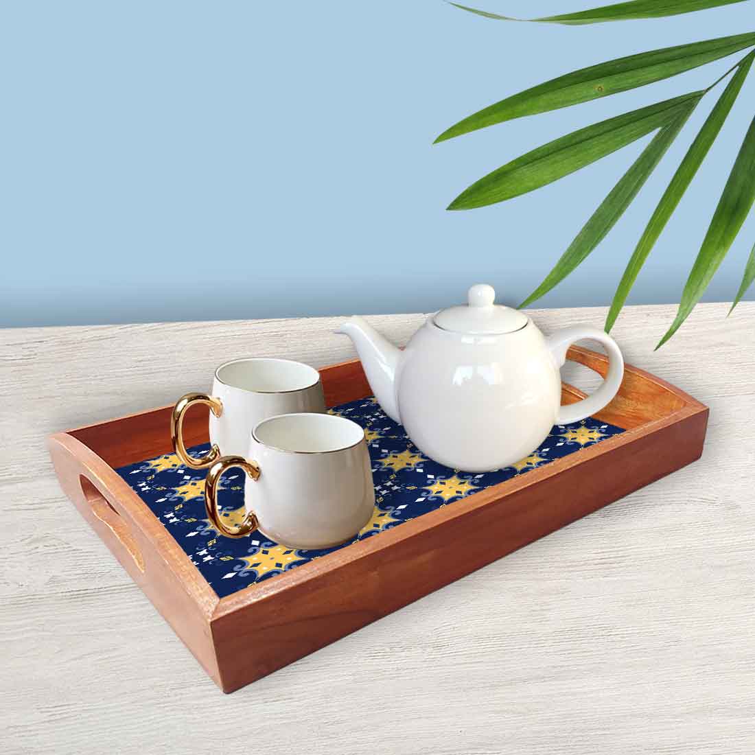 Decorative Rectangular Tea Serving Tray Set of 3 for Kitchen Use - Image 2