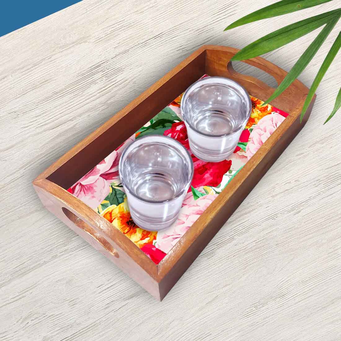 Rectangular Kitchen Trays for Serving Tea Tray Set of 3 - Rose - Image 3
