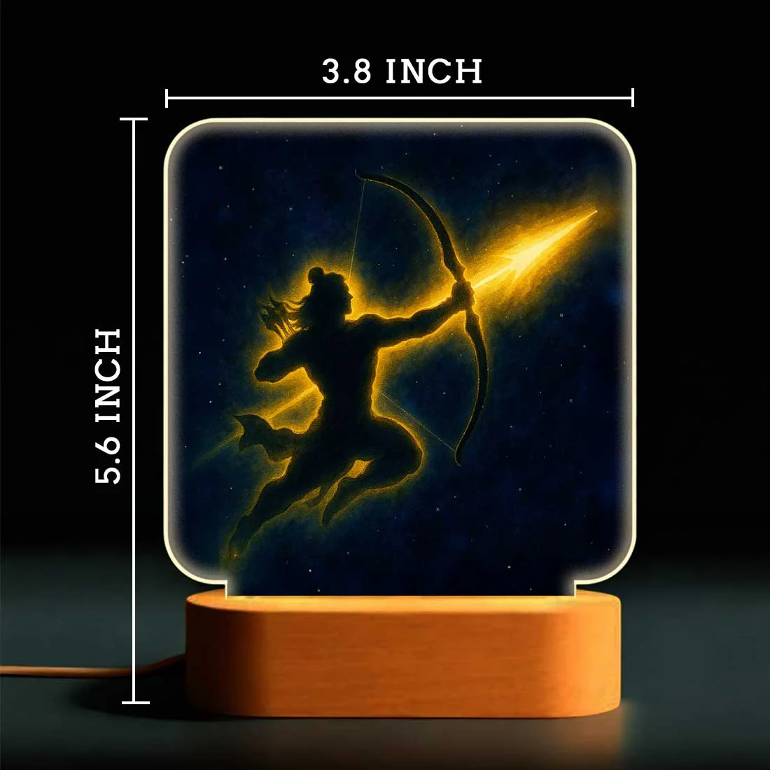 Shri Ram LED Night Lamp – Devotional Light for Home Temple, Wood Base Gift for Diwali - Image 3