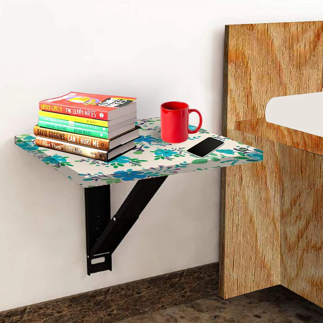 Fold Down Table Bracket - Blue Flower - Image 3