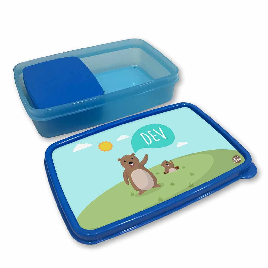 Personalized Snack Box for Kids Plastic Lunch Box for Boys -Small Bear - Image 3