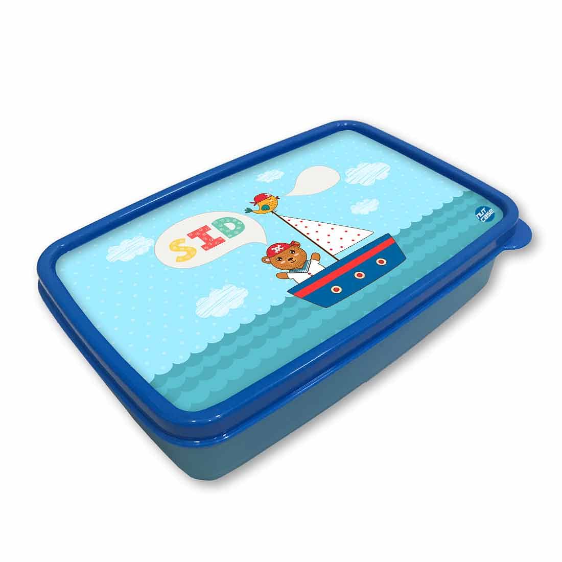 Personalized Snack Box for Kids Plastic Lunch Box for Boys -Ship & Bear - Image 2