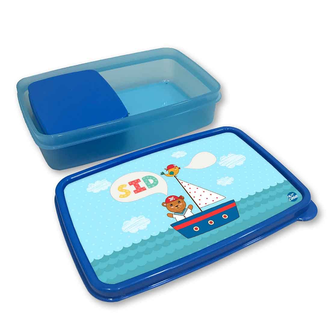 Personalized Snack Box for Kids Plastic Lunch Box for Boys -Ship & Bear - Image 3