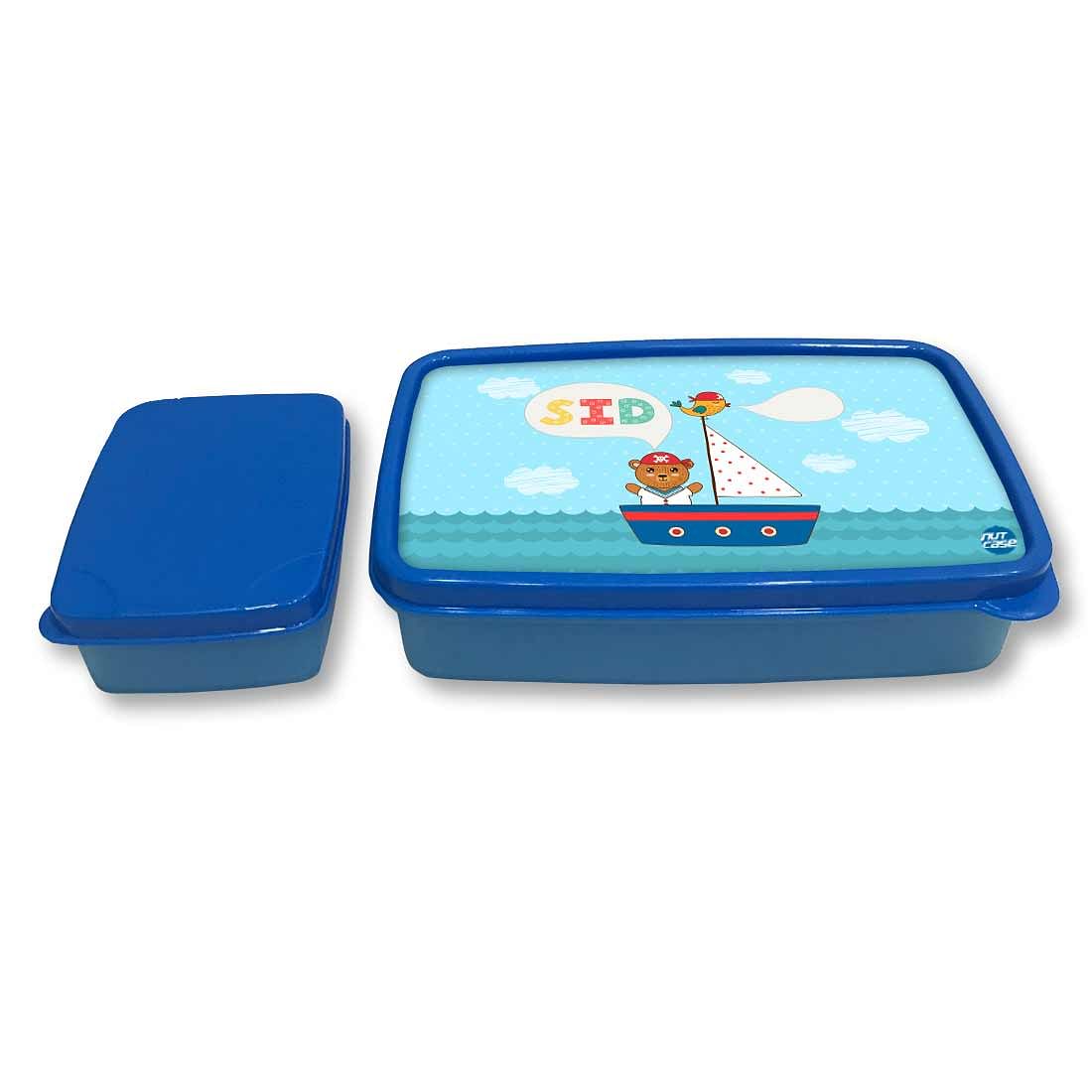 Personalized Snack Box for Kids Plastic Lunch Box for Boys -Ship & Bear - Image 4