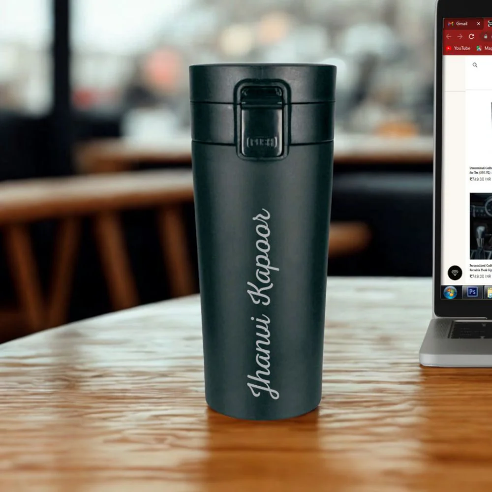 Engraved Personalized Stainless Steel Coffee Tumbler with Lid for Office Travel College - Add Name - Image 4
