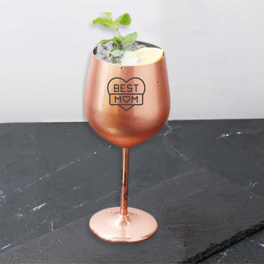 Stainless Steel Wine Glass for Mom Copper Finish Goblets - Best Mom - Image 2