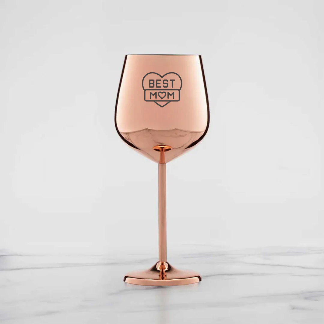 Stainless Steel Wine Glass for Mom Copper Finish Goblets - Best Mom - Image 3