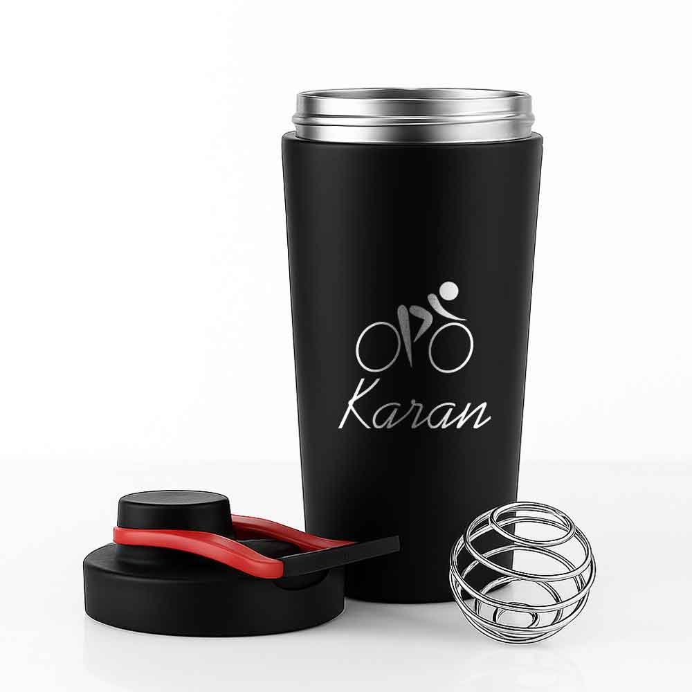 Personalized Protein Steel Shaker for Gym Workout Custom Shake Mixer with Whisk Ball - Image 3