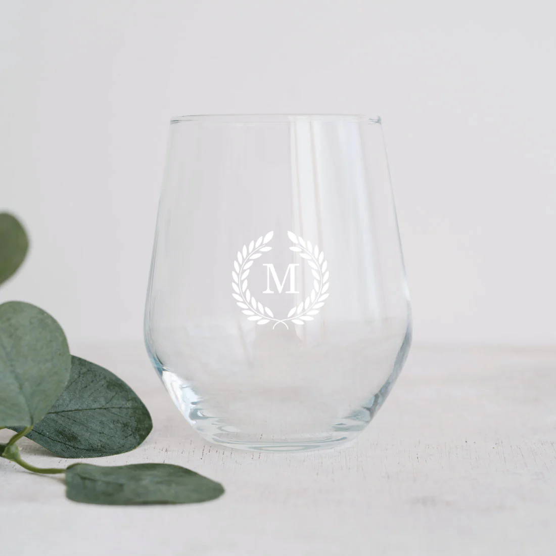 Stemless Wine Glasses Engraved with Monogram Drink Glass - Initial - Image 9