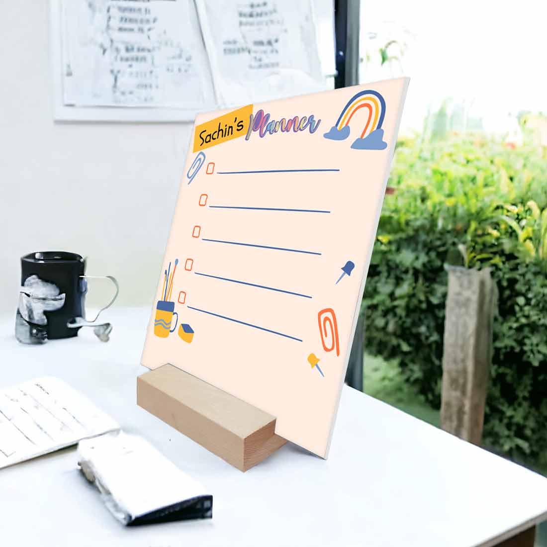 Study Planner for Students with Personalized Name and Wooden Stand - 8X10 - Image 3