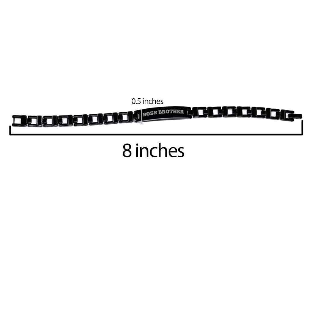 Stylish Rakhi For Brother-Cool Metal Bracelet-Black Rhodium For Celebration of Sibling Love Raksha Bandhan Engraved With - Boss Brother - Image 4