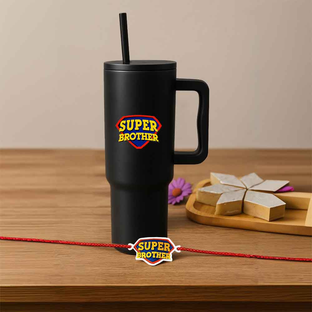 Super Brother Rakshabandhan Gift for Brother – Premium 1200ml Insulated Tumbler with Fun Rakhi - Image 3
