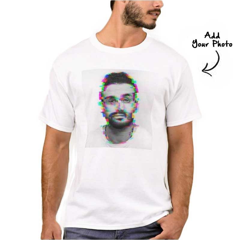 Personalized Mens T-Shirt Add Photo With Glitch Effect