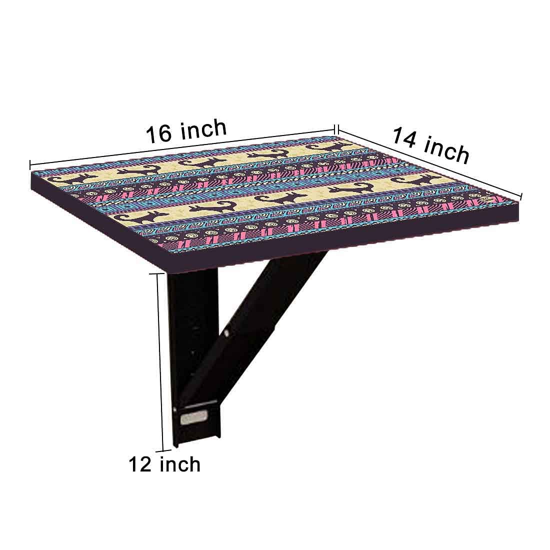 Folding Side Table for Bedroom - Aztec Blue Cream Pattern - Image 9