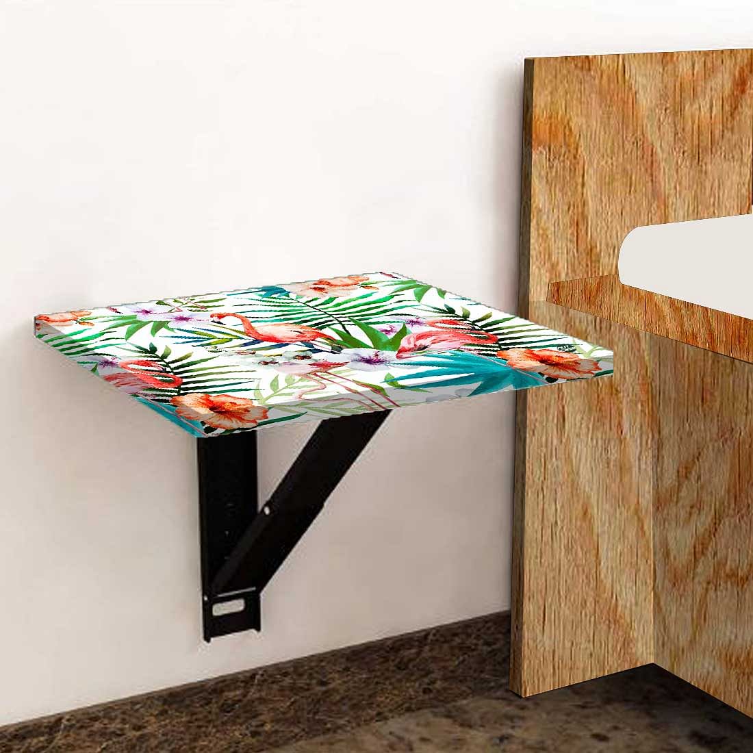 Wall Hanging Bedside Table For Bedroom - Leaves and Swan