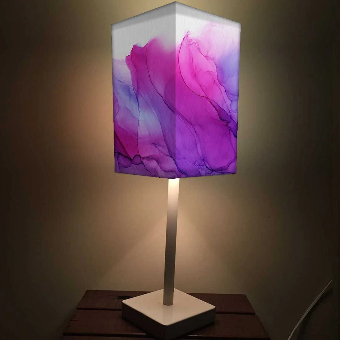 Unique Table Lamps Pink Fabric Shade