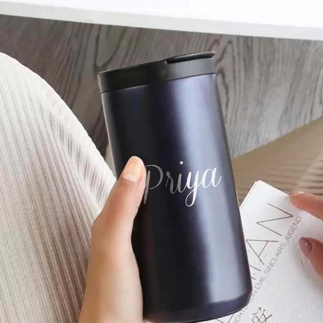 Personalized Coffee Tea Travel Mug Tumbler With Name Initials Monogram Engraved (400 ML) - Image 4