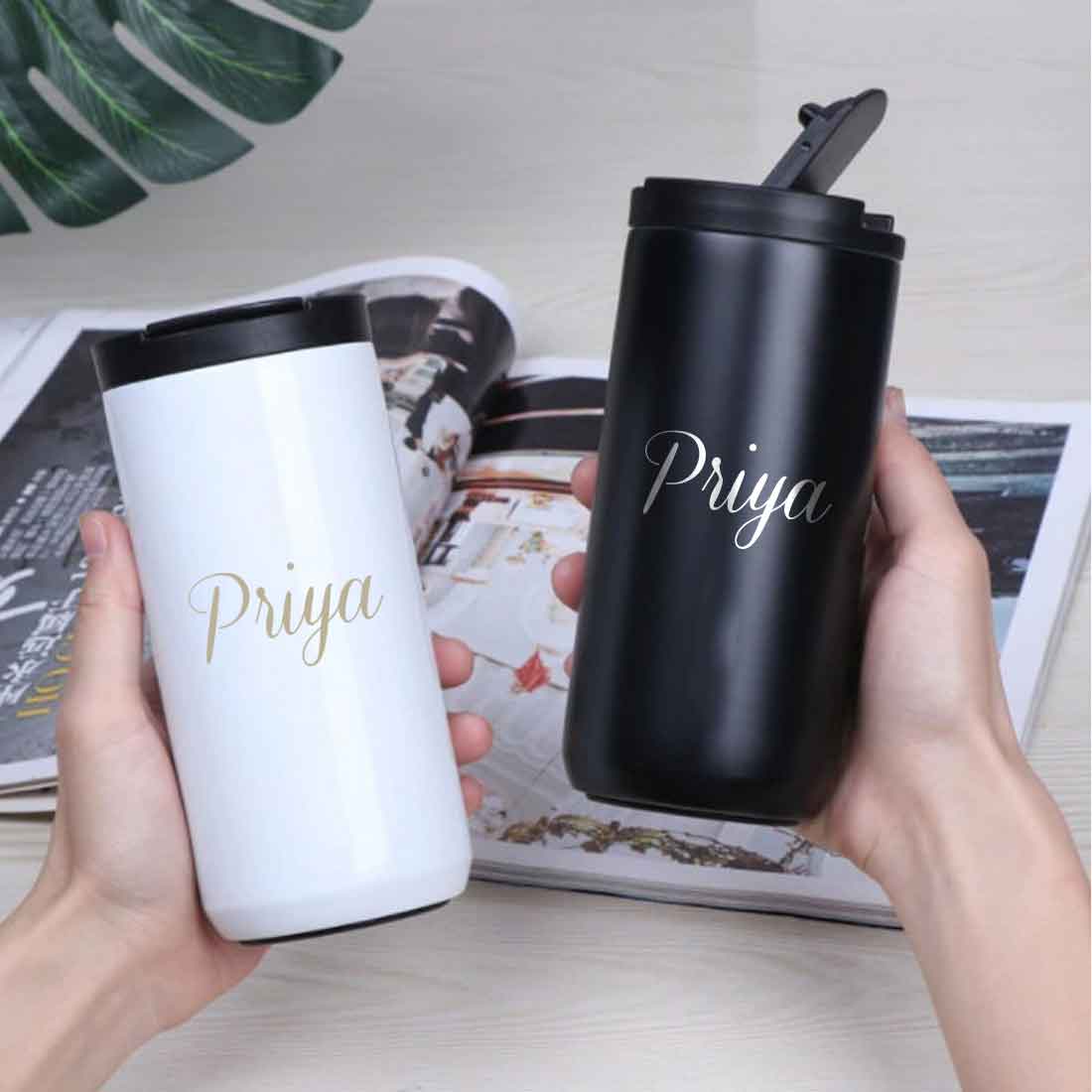 Personalized Coffee Tea Travel Mug Tumbler With Name Initials Monogram Engraved (400 ML) - Image 5
