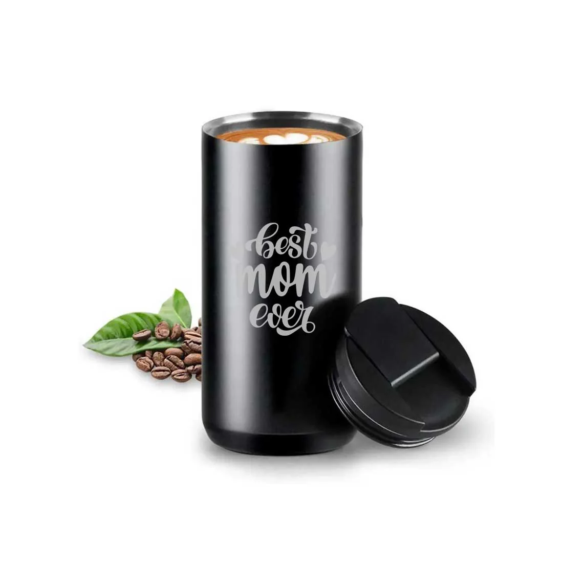 Tea Travel Mug with Lid Engraved Stainless Steel Flask for Mother Day Gift (400ML) - Best Mom Ever - Image 4